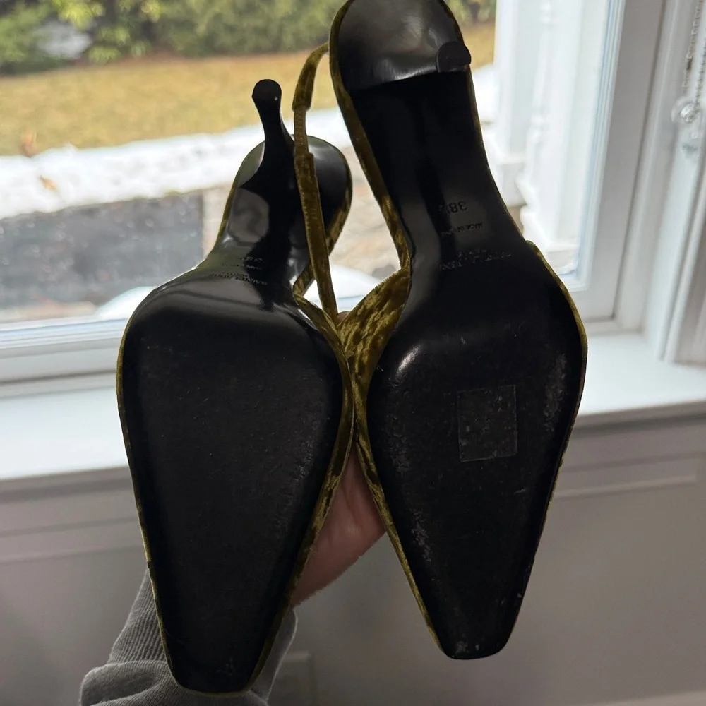 Saint Laurent Women's Velvet Slingback Heels - Mustard - Picture 2 of 3